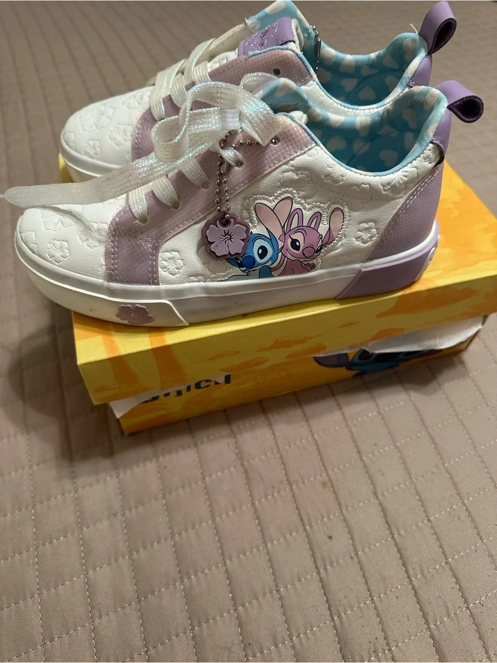 Disney Lilac and White Kids Stitch & Angel Low-Top Sneakers